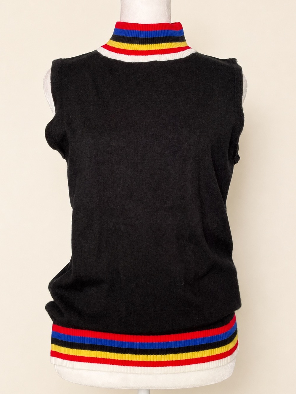 🌈✨ Joseph A Varsity-Core Sleeveless Mock Neck Sweater Shell ✨🏁 | Med. | NWOT